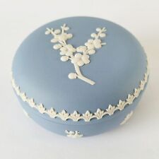 Wedgwood Jasperware Blue Trinket Box Prunus Blossom 