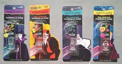 Wet N Wild Disney Villains Pick Your Vice Plumping Lip Gloss Lot of 4 New - Image 1 of 4