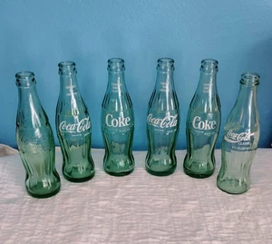 6 Vintage Coca Cola Coke 6,5-8 Oz Grün Glas Leere Flaschen Hobble Rock - Bild 1 von 11