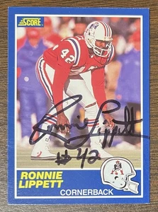 TARJETA DE FÚTBOL AMERICANO # 66 PATRIOTAS DE NUEVA INGLATERRA AUTOGRAFIADA POR RONNIE LIPPETT 1989 - Imagen 1 de 5
