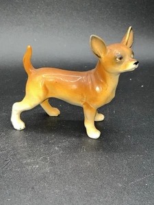 Estatuilla marrón vintage de porcelana de perro Chihuahua 4,5x3,5" - Imagen 1 de 7