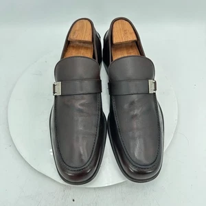 Scarpe eleganti mocassino Salvatore Ferragamo uomo taglia 10D pelle marrone morso di cavallo - Foto 1 di 12