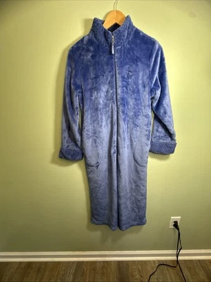 Stan Herman Women's Plush Full Zip Robe Small Housecoat Blue Purple Color Soft ! - Image 1 of 4