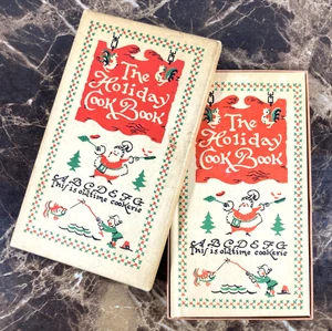 The Holiday Cook Book 1950 w/ GIFT BOX Vee Guthrie Art Caligraphy Mini-Cookbook - Picture 1 of 14