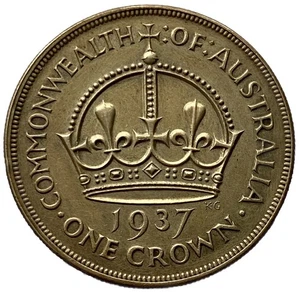1937 AUSTRALIAN ONE CROWN | 92,5% MONEDA PRE-DECIMAL PLATA | EXCELENTE | *HIGGS - Imagen 1 de 4