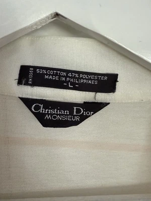 Polo grande vintage años 70 Christian Dior para hombre rosa blanco a rayas manga corta Foto 1 de 4