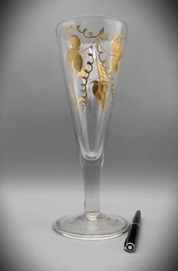 Georgian/Victorian Good size, Ale glass Hops Barley Folded Foot C1800's lovely. - Picture 1 of 5