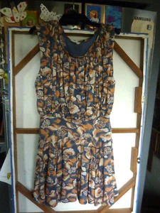 Daily Practice Floral Coastal Cinched Casual Knit Mini Dress Wmn Sz. XS EUC - Picture 1 of 3