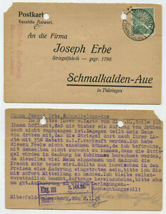 93089 - Mi.Nr. 372 - Postkarte, Elberfeld-Hahnerberg 9.1.1926 nach Schmalkalden