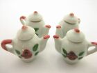 4 Coffee Pot Teapot Rose Flower Paint Dollhouse Miniatures Ceramic Supply 13238