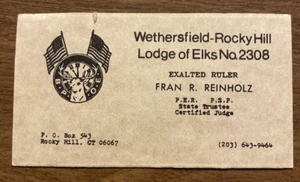 Lodge of Elks B.P.O.E. de colección Tarjeta de visita Exalted Ruler Rocky Hill CT P6a - Imagen 1 de 10