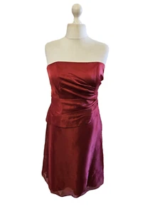 ALFRED SUNG size 14 red 2 piece skirt suit wedding party occasion bustier top - Picture 1 of 8