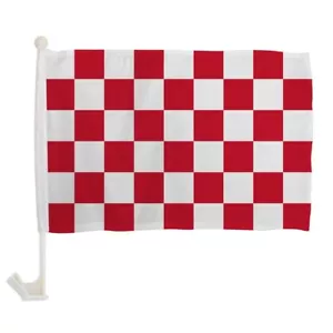 1 Dozen Red & White Checkered 12x16in Single-Sided Dealership Car Window Flags - Picture 1 of 3