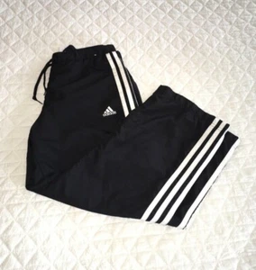 Adidas 3 Stripes Black Track Pants Pockets Girls unisex Size Small UK 10 - Picture 1 of 8