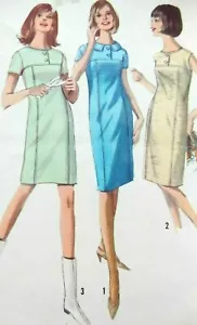 Simplicity Vintage Años 60 Busto 36" Mod Vestido Patrón de Costura Mangas Cortas #6043 - Imagen 1 de 3