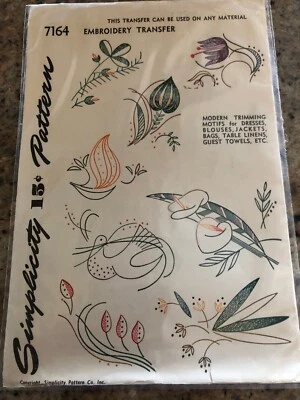 🌻 1940's SIMPLICITY #7164-TRIMMING MOTIFS CLOTHING & LINENS TRANSFER PATTERN FF - Image 1 of 2
