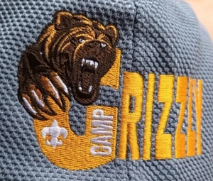 Boy Scouts Of America CAMP GRIZZLY Cap Hat Baseball GREY YELLOW Embroidered - Picture 1 of 19