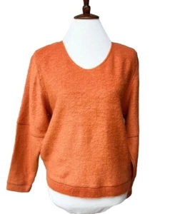 Diesel Damen Orange Mohair Mischung V-Ausschnitt Back Zip Pullover Sweater Gr. S - Bild 1 von 14