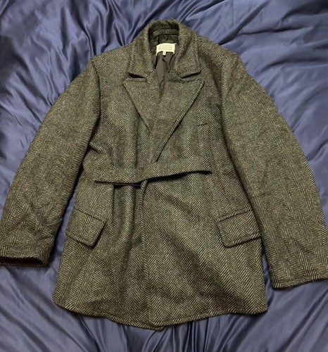 Maison Margiela 10 Spina di Pesce Pea Cappotto Giacca Blusa Uomo Taglia 48 Grigio Scuro Lana