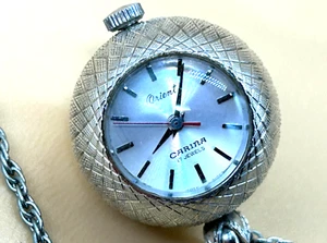 Vintage ORIENT Carina 47120 Silver 17J Manual Winding Pendant Watch From JAPAN - Picture 1 of 10