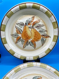 Vtg Royal Norfolk Ceramic Plates Hand Painted Pears 10.5" Set of 3 Green Orange - Picture 1 of 5