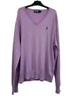 Polo Ralpth Lauren Mens V Neck Wool Cashmere Purple Sweater Pullover Size L