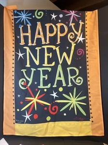 Feliz Año Nuevo Patio Jardín Bandera 28" X 40" Excelente Forma Ombré - Imagen 1 de 4