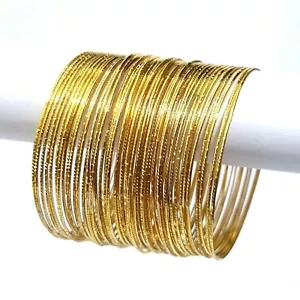 Juego de 50 brazaletes indios Ø6,5 cm joyería pulsera Bollywood Churiyan Bangles oro - Imagen 1 de 1
