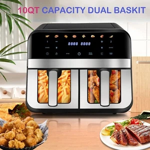 Friggitrice ad Aria Doppio Cestello 9L XXL 2400W 8 Modalità Sana Senza Olio Frittura e Forno - Foto 1 di 6