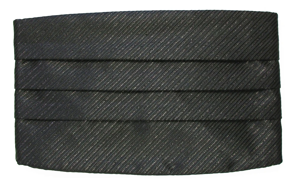 Nuevo Para Hombre Negro Cummerbund Rayas Brillante Metálico Ajuste Formal Todo (27-50" Cintura)  Foto 1 de 1