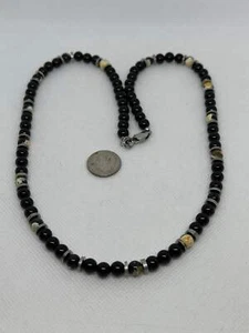 Black Onyx with hypoallergenic stainless steel beads and clasp. EP172 Free Shipp - Picture 1 of 2