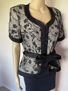 JS collections woman’s black floral blouse top size 10 - Picture 1 of 8
