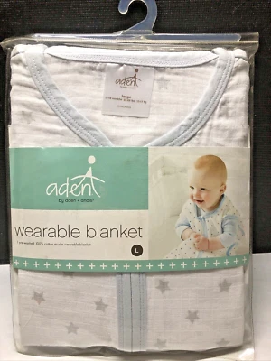 New Aden + Anais Wearable Blanket Cotton Muslin Size Large 12-18m - Stars FreeSh - Image 1 of 4