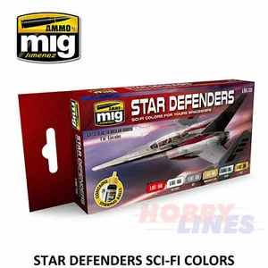 STAR DEFENDERS SCI-FI COLORS Set 6 jars 17mL Acrylic AMMO By Mig Jimenez MIG7130 - Picture 1 of 4