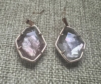 Kendra Scott Dax Earrings Rose Gold Tone Amethyst Dichroic Glass - Image 1 of 4