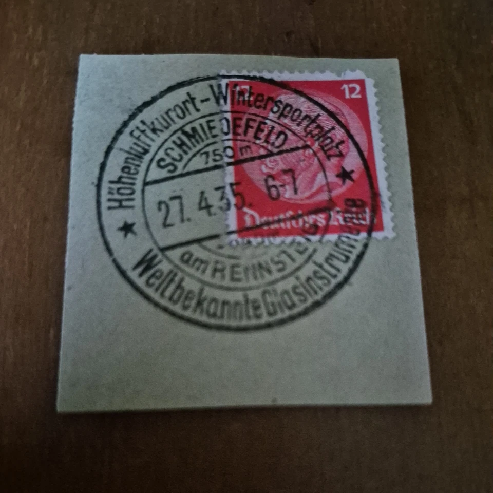 Rare German Schmiedefeld Wintersports Cancel + Hindenburg Stamp 1935 - image 1 of 1