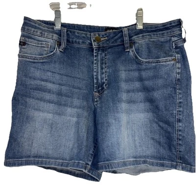 "Pantalones cortos Dear John denim azul jean para mujer talla 30 tiro medio elásticos entrepierna de 5""" Foto 1 de 4