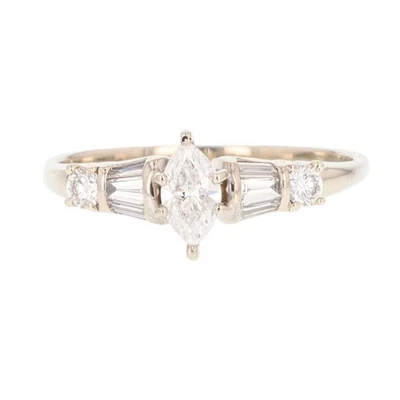 .69ctw Marquise Cut Diamond with Accents Engagement Ring 14k White Gold Size 9 - Image 1 of 4