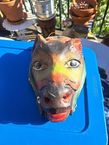 Mexikanische Kuh Maske Vintage geschnitzt & bemalt Holz Kalbsmaske Guerrero Mexiko RAR - Bild 1 von 7