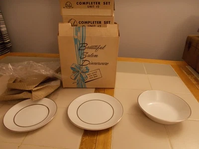 8 juegos completos de platos Salem American IronStone Silver Elegance de 6",7", cuenco de 6" Foto 1 de 4