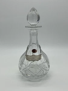 Gorham 1831 Crystal Decanter Lady Anne Gorham Round With Silver Metal Tag - Picture 1 of 4