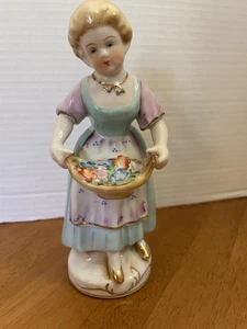 VTG Royal Sealy Girl With Flower Basket 7.75” Figurine Hand Painted Japan - Picture 1 of 6