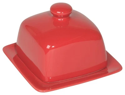 Stoneware Square Butter Dish with Lid, Red 4.5 x 4.5 in - Image 1 of 2
