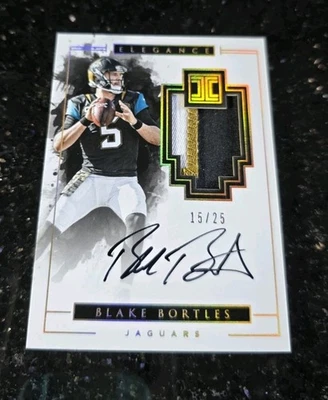 2016 Panini Impeccable BLAKE BORTLES Game Worn Jersey Gold On Card Auto # /25 🔥 - Image 1 of 2