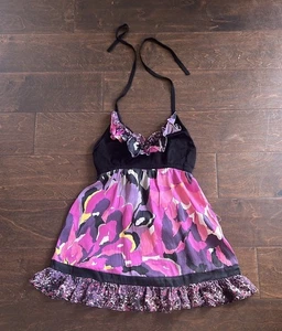 Bebe Womens Silk Blouse Sz S Floral Tank Top 3425 - Picture 1 of 3