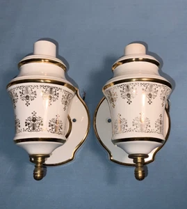 2 VTG Thomas Ind 5.25” Sconces Wall Light Fixtures Porcelain Beaver Dam KY USA - Picture 1 of 9