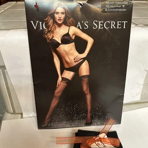 Victorias Secret Pin Dot Thigh Highs Black Sz B w/2 socks - Picture 1 of 10