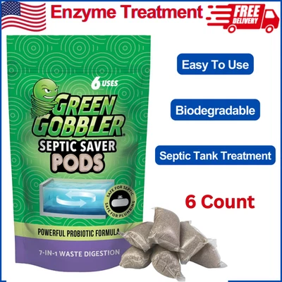 Green Gobbler Septic Tank Enzyme Treatment Packets - 6 Month Supply - Powerful - Image 1 of 4