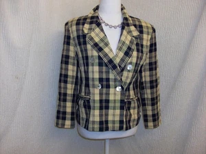 Vintage David N Petites Blazer Gr. 10 blau kariert hellbraun 90er Clueless Style - Bild 1 von 8