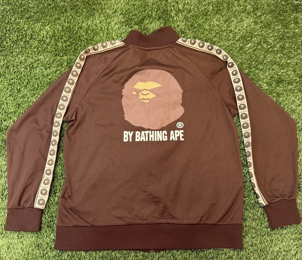 1996 Vintage Bape Zip Up Track Suit Jacket Made in Japan Brown Medium - Image 1 of 4